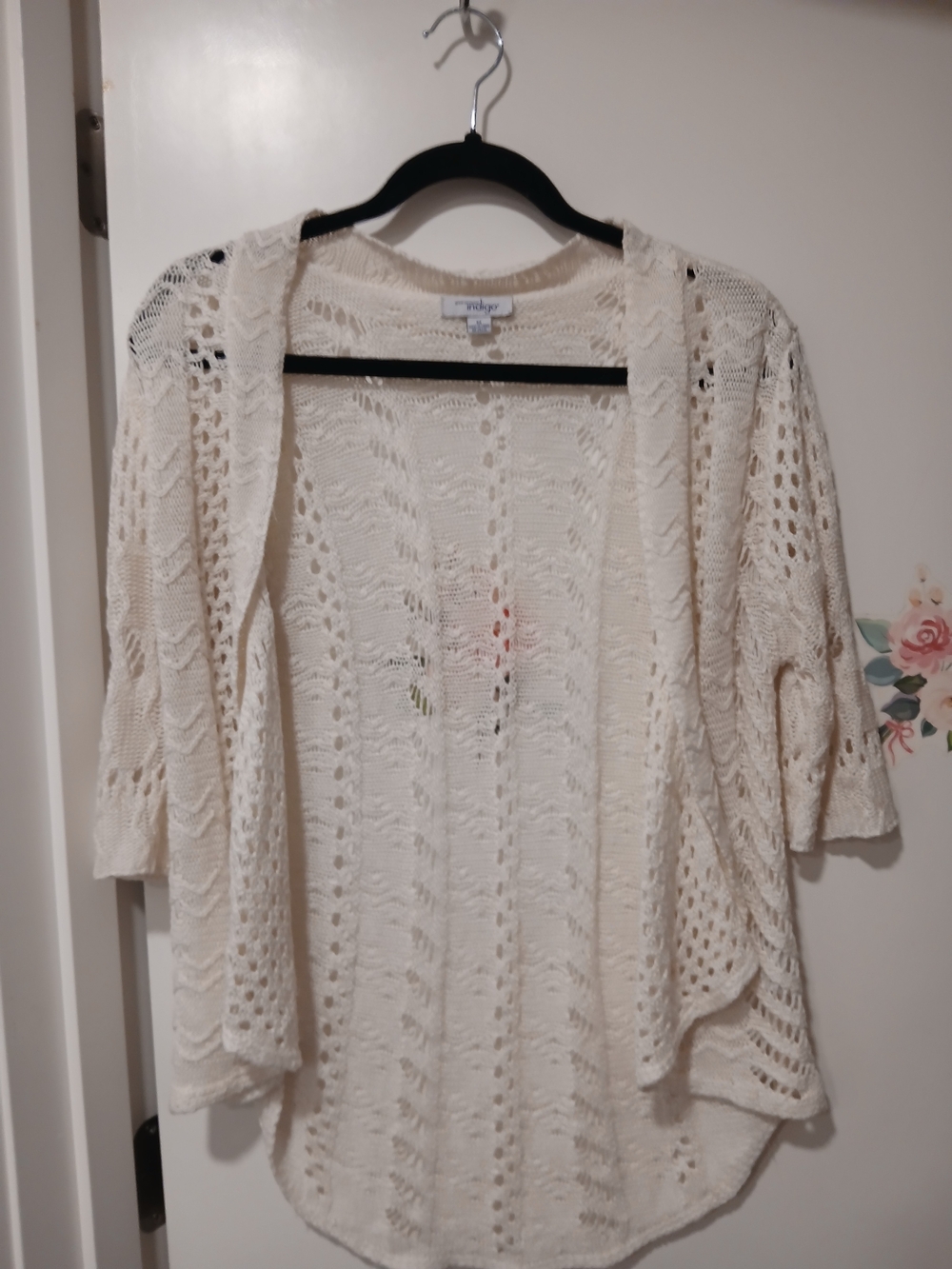 Indigo Open-Knit Cream Cardigan Sweater